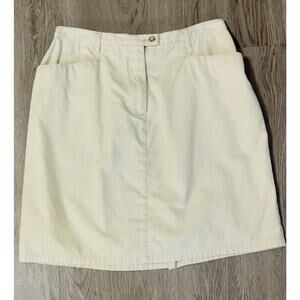 Vintage 90’s Petite Sophisticate Khaki Mini Skirt Size 8 Cotton Pockets Preppy